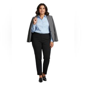 Marina Rinaldi Pants Size 23 US 14 Black Italy Luxury Straight Leg NWT $370